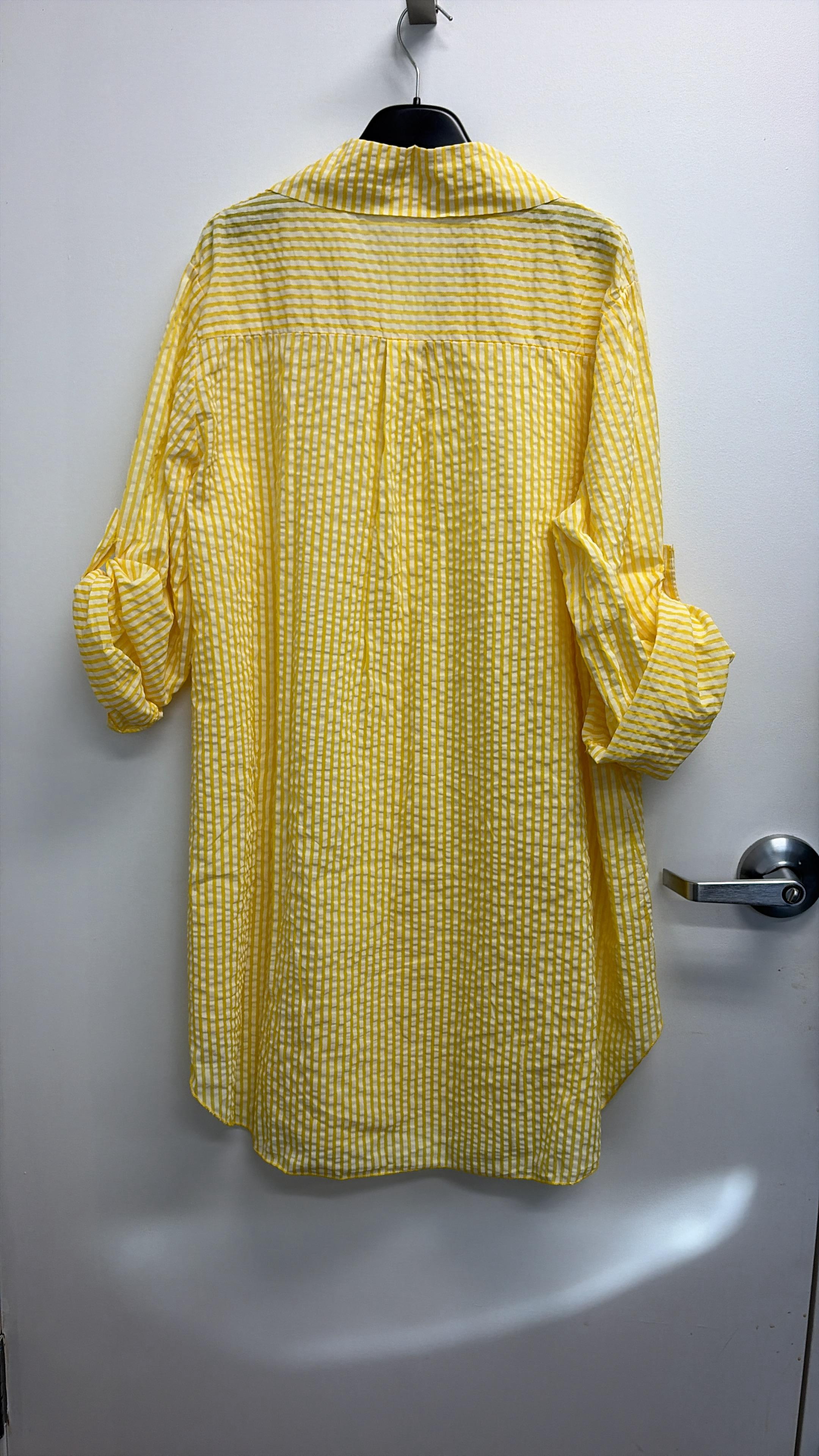 CACCUY Italian Yellow Striped Cotton Shirt Dress