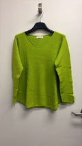 Z822L Italian OS Lime V-Neck Knit Soft Sweater