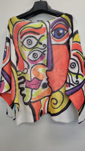 VIAFKSR Italian OS Abstract Face Print Knit Sweater