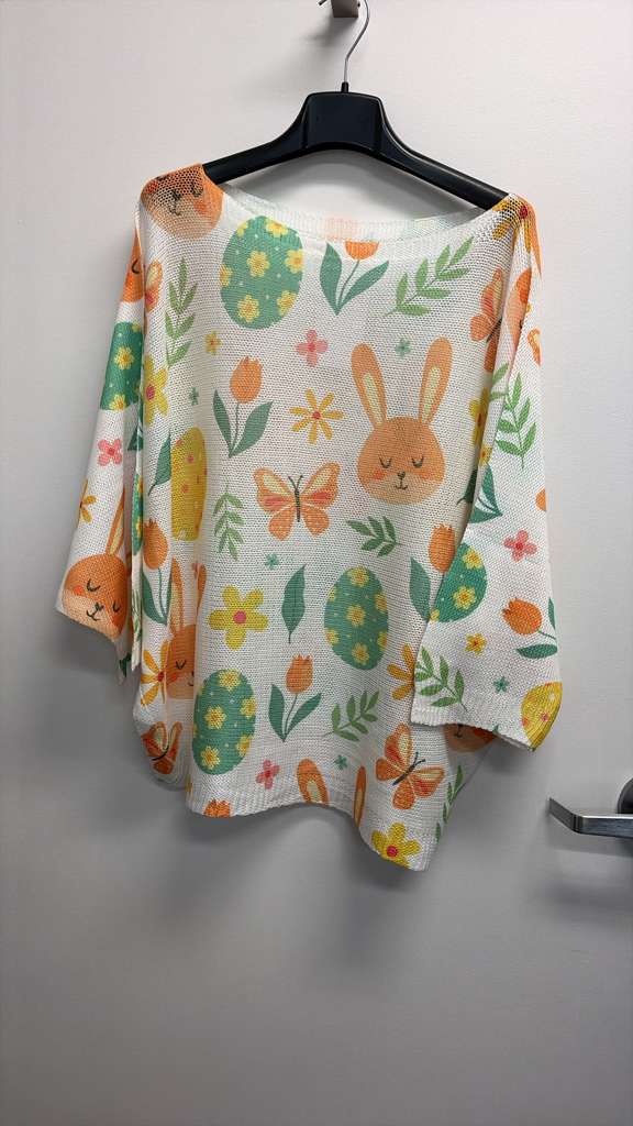 VISEAPB Italian OS Pastel Bunny Easter Print Knit Sweater