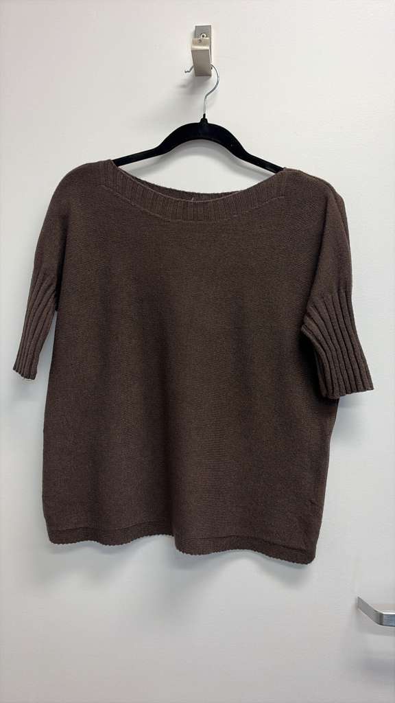 COBNKSCH Italian OS Chocolate Boat Neck Knit Sweater
