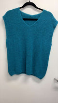 COVNSKSTL Italian OS Teal V-Neck Sleeveless Knit Sweater
