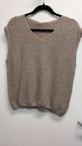 COVNSKSTA Italian OS Taupe V-Neck Sleeveless Knit Sweater
