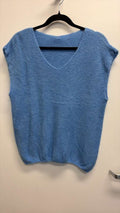 COVNSKSDB Italian OS Dusty Blue V-Neck Sleeveless Knit Sweater