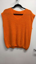 COVNSKSOR Italian OS Orange V-Neck Sleeveless Knit Sweater