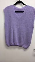 COVNSKSPU Italian OS Purple V-Neck Sleeveless Knit Sweater