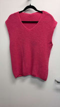 COVNSKSRP Italian OS Raspberry Pink V-Neck Sleeveless Knit Sweater