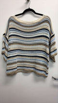 COSKTBB Italian OS Cotton Beige Blue Stripe Knit Top