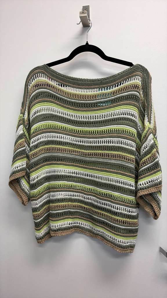 COSKTOG Italian OS Cotton Olive Green Stripe Knit Top