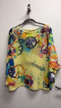 VISABSPKSY Italian OS Abstract Peace Symbol Print Knit Sweater