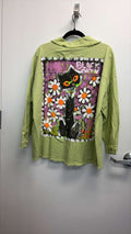 VIJHPG Italian OS Green Hand-Painted Cat Graphic Cotton Jacket