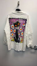 VIJHPW Italian OS White Hand-Painted Cat Cotton Jacket