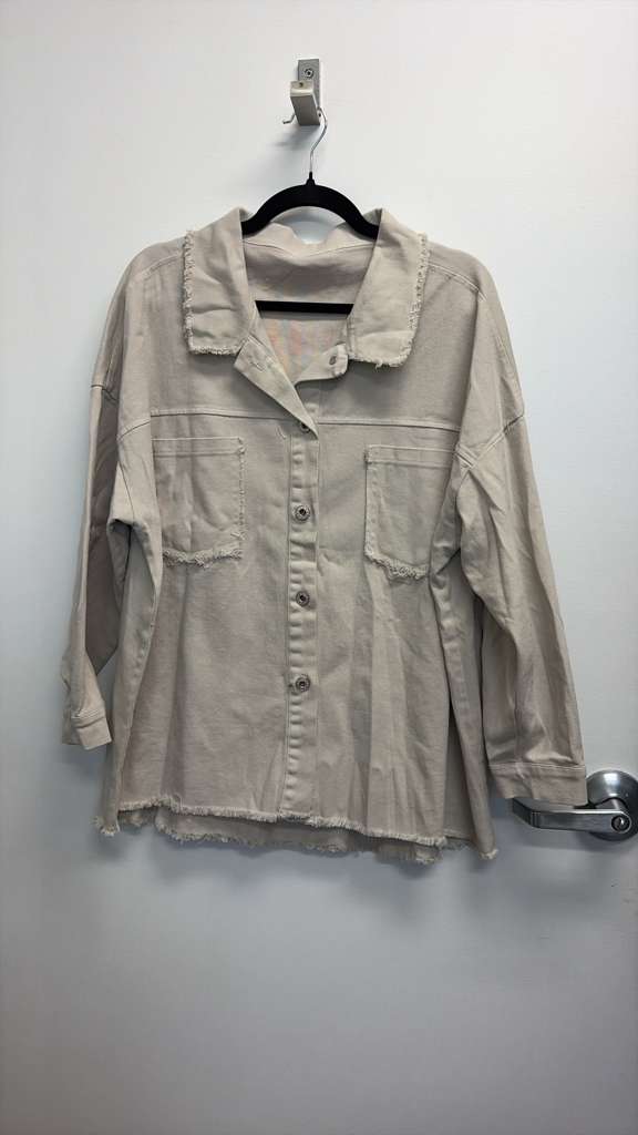 VIJHPBE Italian OS Beige Hand-Painted Portrait Cotton Jacket
