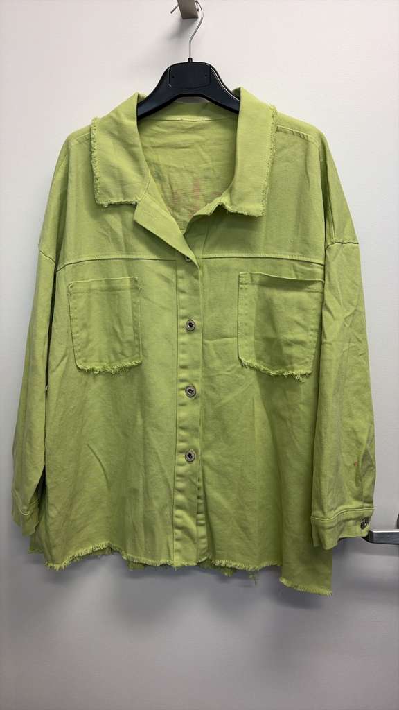VIJHPGRN Italian OS Green Hand-Painted Face Cotton Jacket