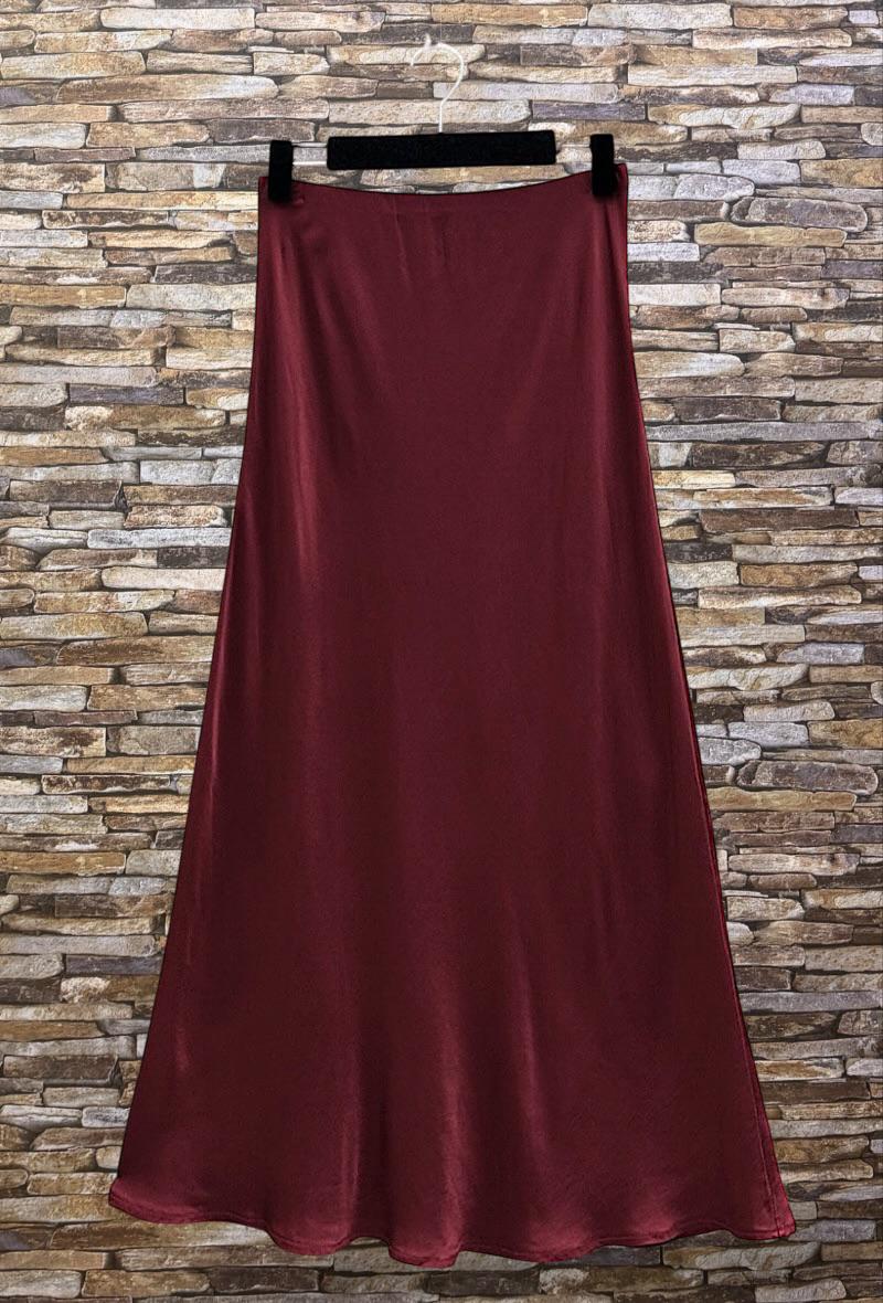 ESS2 Italian OS Viscose Satin Bias-Cut Midi Skirt - 18 Colors