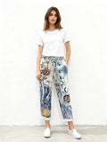 VISRPBLES Italian OS Blue Eye Sun Collage Rolled Pants