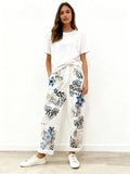 VISRPWHSLT Italian OS White Star Leopard Text Print Pants