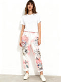 VISRPPBFD Italian OS Pink Butterfly Floral Dream Print Pants