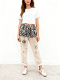 VISRPBEZEP Italian OS Beige Zebra Eye Star Print Pants