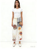 VISRPBEPEFPP Italian OS Beige Patchwork Eye Floral Print Pants