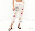 VISRPWHSMS Italian OS White Sun Moon Star Print Pants