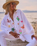 SWGCWHT Italian OS White Gauze Cotton Shirt Tropical