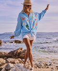 SWGCSBBP Italian OS Sky Blue Gauze Cotton Butterfly Palm Shirt