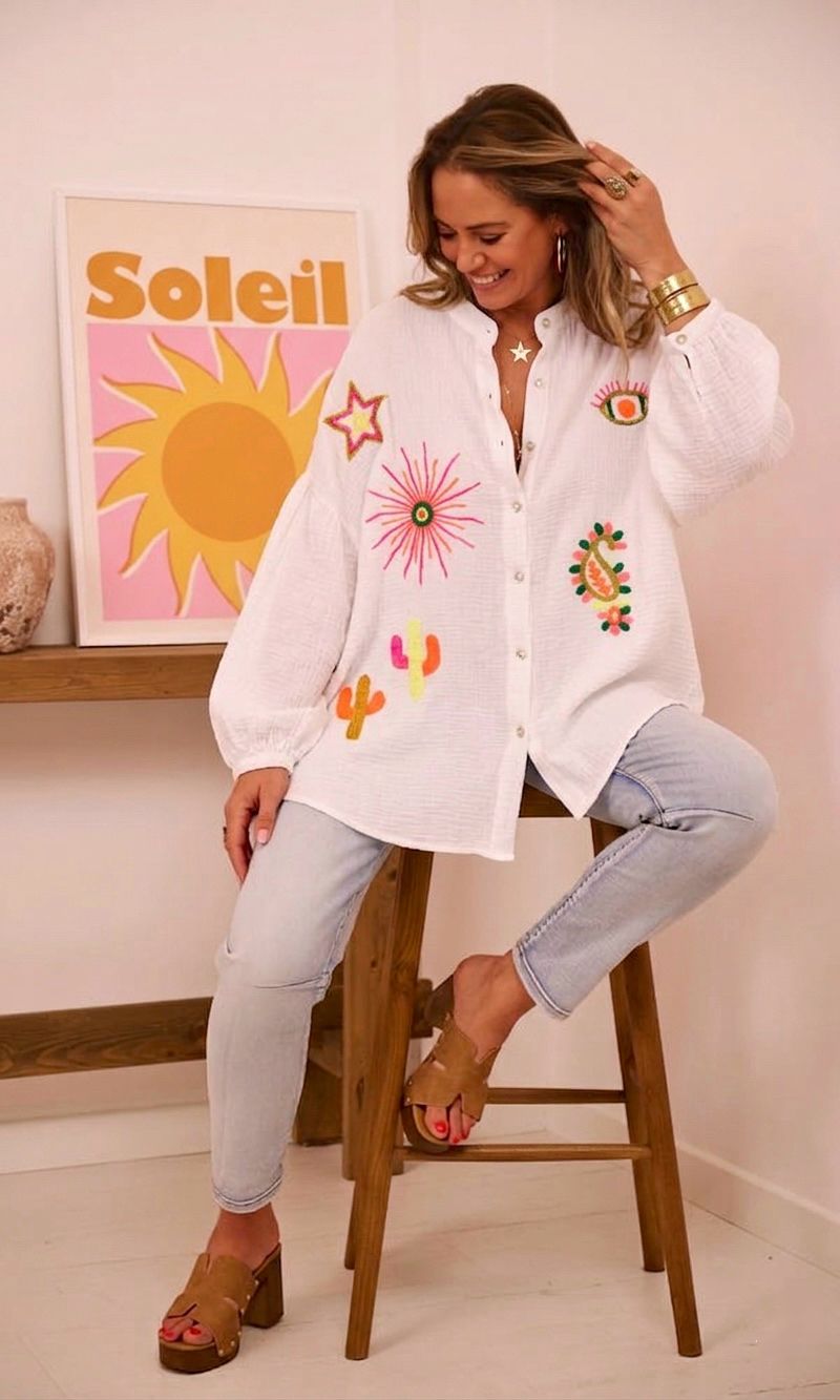 SWGCWHSSEP Italian OS White Gauze Shirt Sun Eye