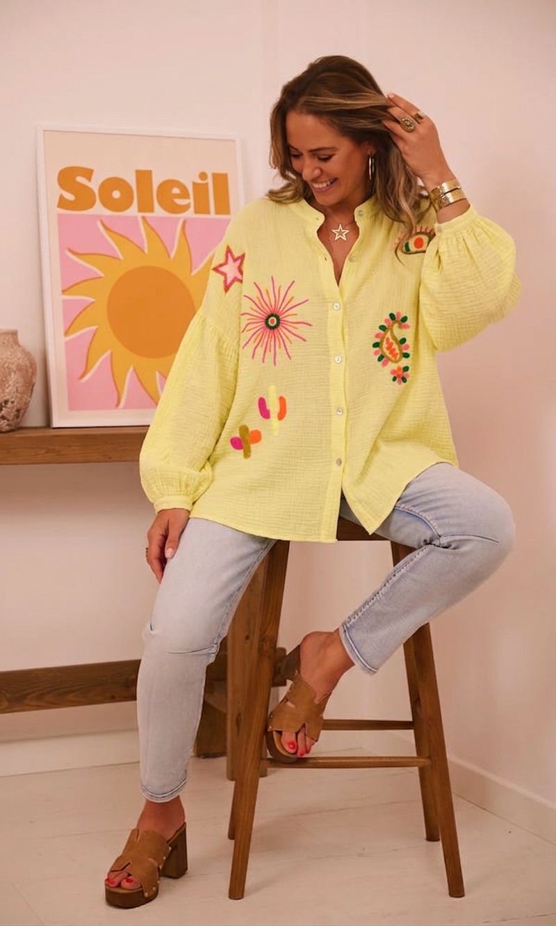 SWGCLYSES Italian OS Light Yellow Gauze Sun Eye Shirt