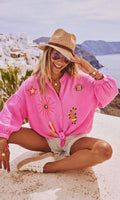 SWGCBPSES Italian OS Bright Pink Gauze Sun Eye Shirt