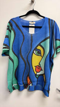 VISBLPAF Italian OS Blue Pop Art Face Knit Sweater
