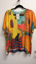 VISBKCVS Italian OS Black Cat Village Scene Knit Sweater