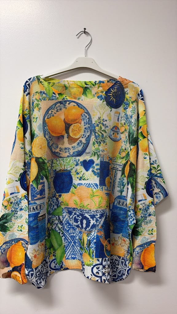 VIMTL Maiolica Tile Lemon Print Knit Sweater