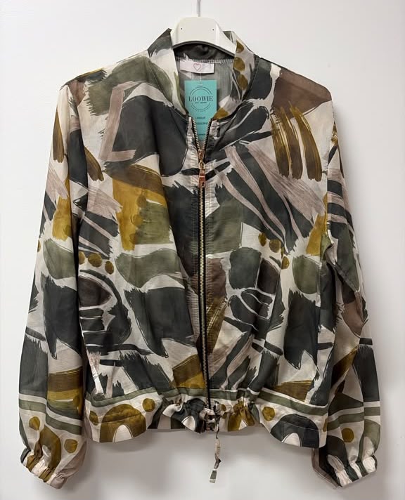 ZOJ01 Lightweight Olive Abstract Brushstroke Tencel Jacket