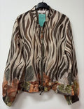 ZOJ04 Lightweight Brown Zebra Floral Tencel Jacket