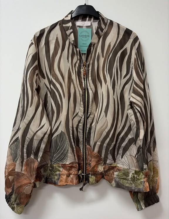 ZOJ04 Lightweight Brown Zebra Floral Tencel Jacket