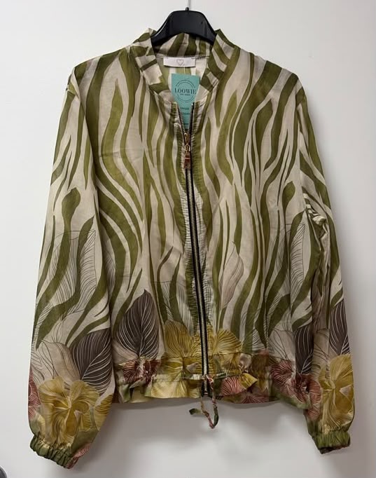 ZOJ06 Lightweight Olive Leaf Floral Tencel Jacket