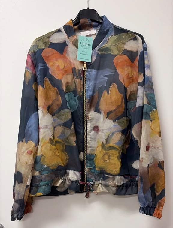 ZOJ07 Lightweight Navy Watercolor Floral Tencel Jacket