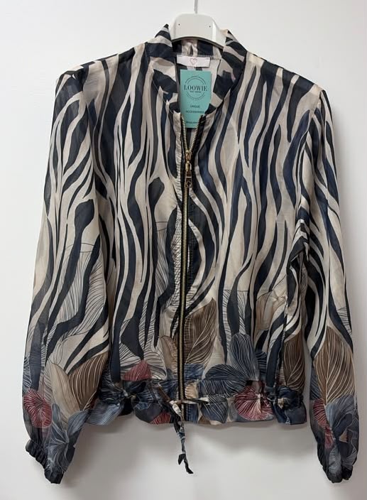 ZOJ09 Lightweight Navy Zebra Floral Tencel Jacket