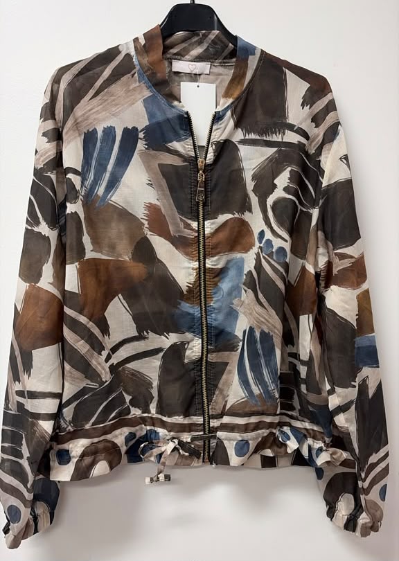 ZOJ11 Lightweight Brown Abstract Brushstroke Tencel Jacket