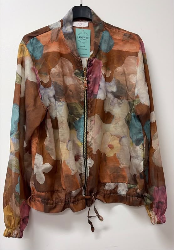 ZOJ13 Lightweight Copper Watercolor Floral Tencel Jacket
