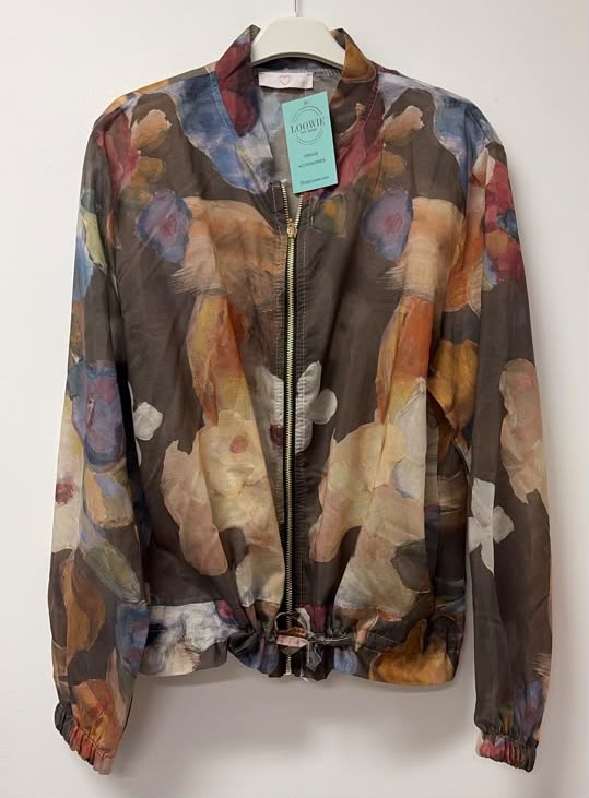 ZOJ15 Lightweight Brown Watercolor Floral Tencel Jacket