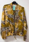 ZOJ19 Lightweight Mustard Hibiscus Leopard Tencel Jacket