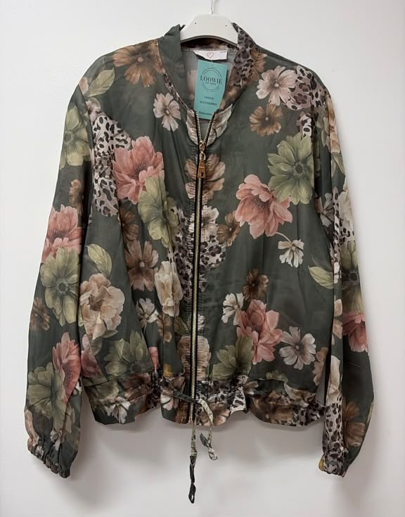 ZOJ20 Lightweight Green Rose Leopard Tencel Jacket