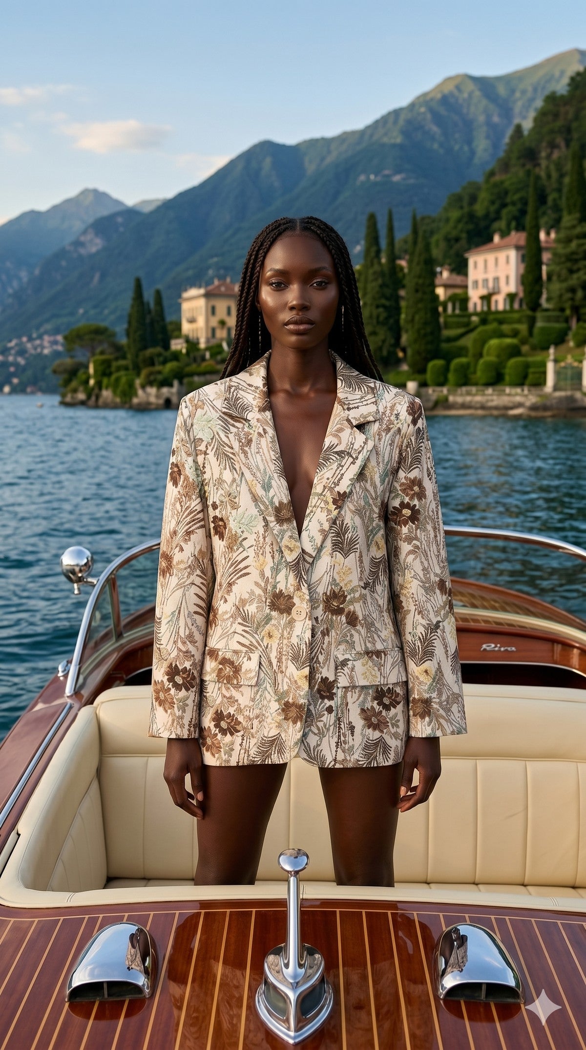 ZOB8BR Garden Floral Blazer Brown