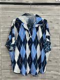 ZOPB4DB Printed Blouse Dark Blue