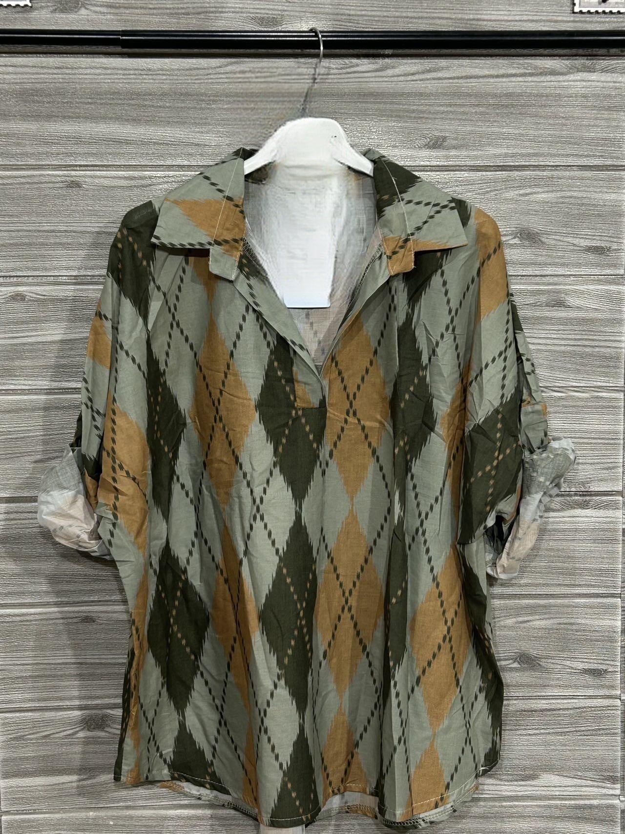 ZOPB4KH Printed Blouse Khaki
