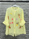 ZOPSIPCLY Printed Shirt In Pure Cotton Light Yellow
