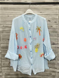 ZOPSIPCSB Printed Shirt In Pure Cotton Sky Blue