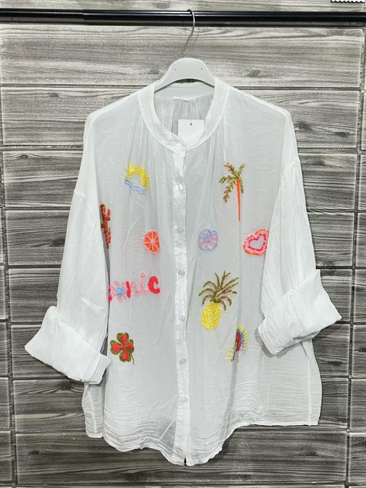 ZOPSIPCWH Printed Shirt In Pure Cotton White